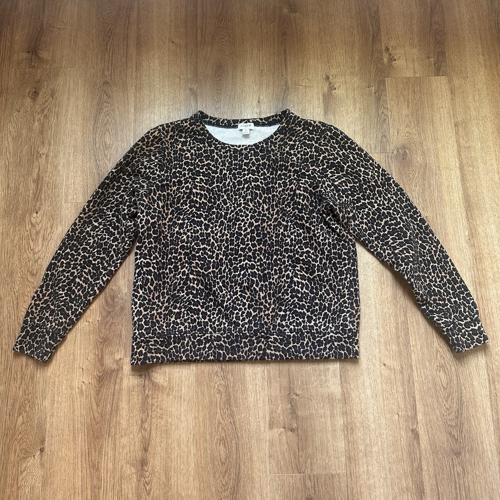J. Crew 100%‎ Cotton Leopard Terry Crewneck Sweatshirt Size Small